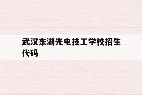 武漢東湖光電技工學(xué)校招生代碼(武漢東湖光電技工學(xué)校招生代碼是多少)